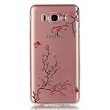 Samsung j7 2016クリスタルクリアTpu花ケース、Auroralove美しいファッションメッキTpuスリムゴムバンパー花カバーfor Samsung Galaxy j7 in 2016 c