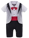 mombebe赤ちゃん男の子紳士ロンパースwith Bow Tie カラー: レッド