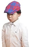 (スマイル ワキキ)Smile YKK シンプル ベビー ハンチング帽 子供 男の子 ハット コットン キャップ キッズ 帽子 格子柄 レッド