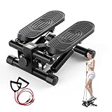 HOFTME ステッパー 健康ステッパー 静音 足踏み健康器具 コンパクト 踏み台 ツイストステッパー ミニステッパー サイドステッパー 自宅 有酸素運動 筋トレ 美脚 美尻 足腰 パワーバンド&デジタルモニター付き (S056K)