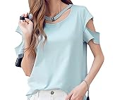 ELPIS レディース チョーカー付き Tシャツ カットアウト 半袖 コットン トップス M