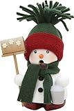 クリスチャンウルプリヒト　煙出し人形　緑の帽子をかぶったスノーマン 12.5cm　ドイツ製　010675