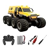 hatleues オフロード Rc 車両水陸両用 2.4ghz リモートコントロールトラック 8 輪防水 Rc スタントカー電動クローラーオフロード車両おもちゃ イエロー