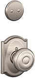 Schlage Lock Company F94GEO619CAM Georgian Knob Dummy Interior Pack with Deadbolt Cover Plate, Satin