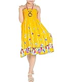 Mullicanリトルビッグ女子のロングドレスとボレロカジュアルビーチドレスサイズ (130CM, 黄)