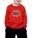 幼児用Little Boy Tresスーパーヒーロー3番目誕生日、3つ年古い長袖Tシャツ カラー: レッド