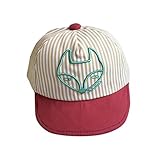 ルテンズ（Lutents）キャップ　キツネ柄　ストライプ 女の子 男の子 子供 可愛い 　ストライプ　 帽子 コーデ アクセント キュート 上品 スパンコール 可愛い　サイズ調整可　野球帽　春夏　旅行