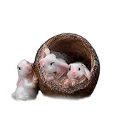 OUNONA マイクロガーデンの風景ミニ樹脂ウサギミニチュアハウス妖精の庭の装飾植物ポット盆栽クラフト装飾（ツリーホールうさぎ）