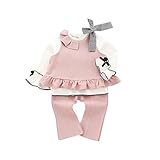 Pojour ベビー服 女の子可愛い上下セット キッズリボン付きスーツ ３セット 赤ちゃんパジャマ 丸首 シャツ+ロングパンツ 長袖 春秋 出産祝い