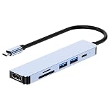 QISI USB-C ハブ 6-in-1 4K対応 PD急速充電 MacBook Pro/Air/ChromeBook/Surface GO/Pro7/Samsung Dex Mode Switch対応 ps4対応 ドッキングステーション USB3.0 SD/TFカードリーダー USB C-HDMIマルチポート テレワーク リモート usb c ハブ HDMI 変換アダプタ 在宅勤務 (6-1)
