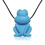 Siliconies Froggy Pendant - Silicone Necklace (Teething/Nursing/Sensory) (Blue) by Family Bedrock