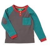 長袖ラグランTシャツ - グレイ & ブルー - Raglan Tee - Dove Grey - フェアトレード オーガニックコットン - Fairtrade Organic Cotton (2-3