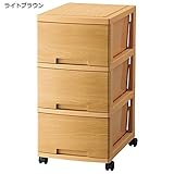 キャスター付き収納チェスト 【3段】 幅34cm 樹脂製 木目調 日本製 ライトブラウン 生活用品 インテリア 雑貨 インテリア 家具 収納家具 チェスト その他のチェスト top1-ds-1726229-ah [簡素パッケージ品]