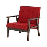 ダークブラウン/布レッド ： 1人掛け/クロスステッチ 選べるソファー★noress(ノレス)