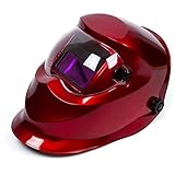 Red Solar Power Auto Darkening Welding Helmet Large View (3.66" X 1.69") ARC TIG MIG Welding Hood Ma