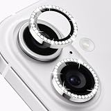 iPhone 16/iPhone 16 Plus用 カメラレンズカバー カメラフィルム アルミ合金製 iPhone 16用カメラレンズ保護フィルムガラス キラキラ 耐衝撃 防塵 高透過率 露出オーバー防止 キズ防止 黒縁取り 硬度9H 全面保護 貼り付け簡単