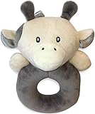 Premier Baby Rattle、Large Plush Cow Ring Rattle、（BPA /フタル酸エステルフリー）、スーパーソフトベルボア生地、by Littlefoot Natio