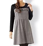 Angeliebe エンジェリーベ 産後用 授乳 千鳥 格子柄 ワンピース 授乳服 ママ 長袖 11号 ブラック 30008 30008130