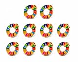 【国連本部公式最新仕様/インボイス制度対応】SDGs バッジ 25mm金色七宝焼き SDGsバッチ ピンバッチ SDGs 帽子 バッグにも最適 かわいい (10個)