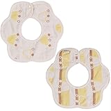 Limi　ベビー　赤ちゃん　360°回転可　6重ガーゼコットン　ビブ　スタイ　5枚セット　2枚セット　よだれかけ　女の子　男の子　スナップボタン式 (イエロークラウト)