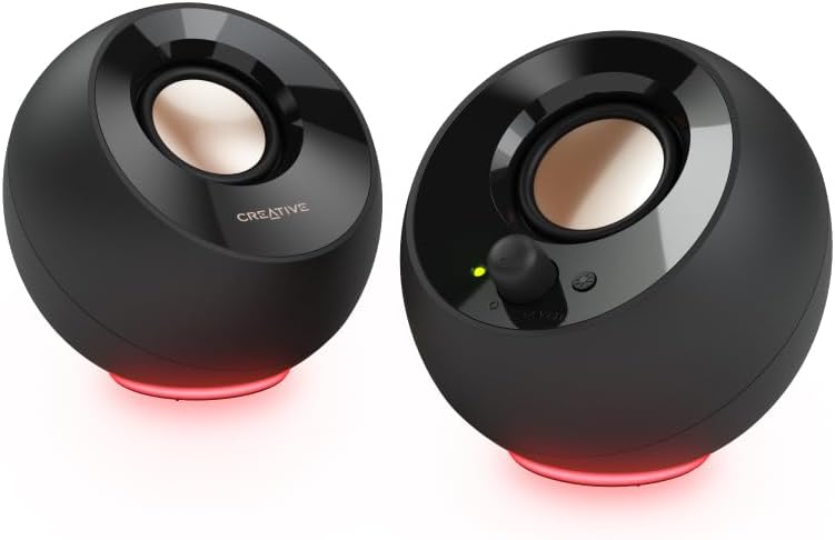 Creative Pebble SE ブラック PCスピーカー RGBライティング USB-C給電 3.5mmピン音声接続 ピーク8.8W 45度上向きドライバー パッシブラジエーター コンパクト デスクトップ SP-PBLSE-BK
