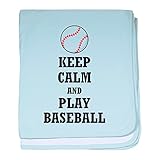 CafePress Keep Calm and Play Baseball – スーパーソフトベビー毛布、新生児おくるみ ブルー 026047096125CD2