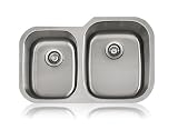 Lenova SS-CL-D2R-16 16-Gauge Stainless Steel Classic Unequal Double Bowl Undermount Kitchen Sink by 