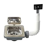 天力シンク用の四角形流し排水栓オーパフロー付き