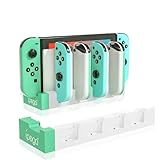 PGRTYOF Switch & Switch 有機EL ジョイコン用 充電スタンド Joy-Con コントローラー充電 、Switch Joycon用充電ドックステーション - 最大4つのコントローラーを充電、SwitchおよびSwitch OLEDモデルに対応、4ポート、LEDインジケータ、オーバープロテクション (白緑)