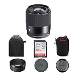 Sigma 30mm f/1.4 DC DN コンテンポラリーレンズ Canon EF-M バンドル 64GB SDカード、写真とビデオバックパック、レンズポーチ(4アイテム)
