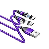 マグネット 充電ケーブル Mini-USBケーブル【2本セット】急速充電 磁石 磁気 防塵 着脱式 Type-L マイクロUSB Type-C コネクタ タイプ-c LEDインジケーター付き (2m*2)