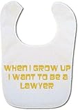 Funny Bib with (in gold) When I grow up I want to be a Lawyer by Bibble Dribble