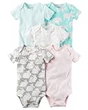 カーターズ Carter's 女の子用うさぎとゾウさんのマカロン物語半袖ボディスーツ5枚セット (18months(78-83cm)) [並行輸入品]