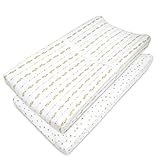 American Baby Company 2 Piece Printed 100% Cotton Jersey Knit Fitted Contoured Changing Table Pad Co