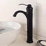 awxjx Washroomシンクミキサータップ銅ヨーロピアンスタイルブラックホットとコールド単一ハンドル1つ穴Wash Basin Sit increase高Ceramics