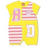 BABYDOLL（ベビードール） ボーダー切替半袖ロンパース 子供服 ベビー 80cm イエロー