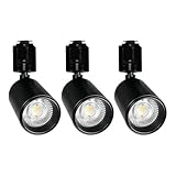 Luxour スポットライト ダクトレール レールライト 60W形相当 LED一体型 LED電球内蔵 ライティングレール専用 ダクトレール レールライト 電球色 自然色 昼白色 ダクトレール用照明 LED 一体式 おしゃれ スポット照明 ダイニング 間接照明 照明器具 ハロゲン電球 (3セット, ブラックの器具-昼白色)