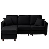 ソファ 三人掛け カウチ コーナー 3人掛けコーナー カウチソファー (ブラック)