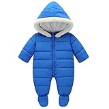 KINDOYO 新生児 子供たちダウンジャケットワンピース 冬 ラブリー ベビー カバーオール アニマル ロンパース 男女ユニセックス 寝間着 厚い シャム フード付き ボディスーツ , ブルー