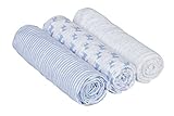 Lässig Swaddle et Burp Couverture Large Lela 3 Pièces 85 X 85 cm Light Bleu