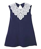 Plus Nao(プラスナオ) ノースリーブワンピース ミニワンピース Aラインワンピース 子供服 夏 女の子 女児 小学生 キッズ KIDS レース切替 ネイビー 140