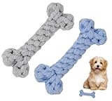 CHIPP'S 犬の噛むおもちゃ コットンガブボーン, 犬用おもちゃ, ロープ, 歯磨き, ストレス解消, イタズラ防止,中型犬 (ブルー＆グレー)