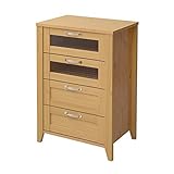 木製チェスト 洋服タンス 型板ガラス 収納チェスト 60cm幅 カラー：ナチュラル