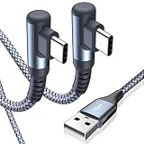 USB Type C ケーブル L字【2本セット 3m】Sweguard USB-C to USB-A【PD& QC3.0対応 3.1A急速充電】タイプc 充電ケーブル iPhone 16 15 Pro Max,アイホン15 16,iPad Pro、Samsung Galaxy S24 S23 S22 S10,Sony,Huawei,Pixel、usb c機器と互換性があり(灰)