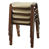 岩附 スツール 木製 4脚入り スタッキング 木製スツール スタッキングチェア チェア チェアー イス 椅子 PVC(ベージュ) IWC-14PVC