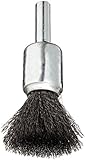 Weiler Wire End Brush, Solid End, Round Shank, Steel, Crimped Wire, 1/2" Diameter, 0.006" Wire Diame