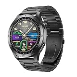 JUSUTEK 2025 人気 高級スマートウォッチ通話機能付き,1.43インチAMOLED丸型腕時計,24時間超全面センサ機能付,Bluetooth5.2,常時点灯可能,IP68防水,体脂肪,音楽制御,文字盤自由設定,Hband,女性機能,電卓,ゲーム,SOS緊急連絡,中高年,SMS/Line通知,着信表示,iphone&コンパチブル対応,贈り物,日本語対応 (黒鋼)