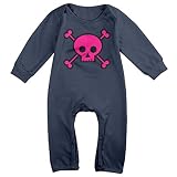リナ 赤ちゃん服 ピンク スカル ボーンズ スタイル 長袖 ロンパース ソフト 6-24ヶ月 プレゼント 春秋 シーズン対応