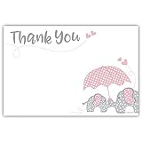 Elephant Girl Baby Shower Thank Youカード(20 Count)