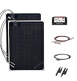 XINPUGUANG 100W 2*50W ブラックETFE単結晶フレキシブル基板2枚+ 10Aレッドコントローラ1 + 3Mレッドブラックワニ口クリップライン1セット+ 3MMC4コネクタライン1セ